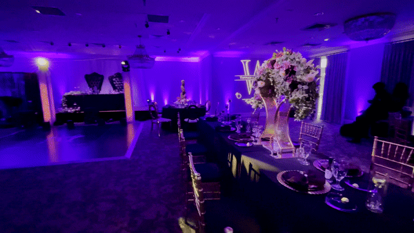 Wedding uplighting with pinspots